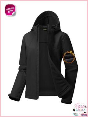 Waterproof Softshell Jacket Fleece Lined Windproof Hooded Rain Jacket